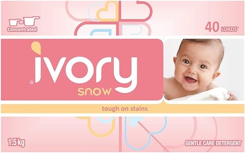 Ivory Detergente para ropa Snow Gentle Care, 40 cargas (4 paquetes) en total 160 cargas y un total de 6 kilos