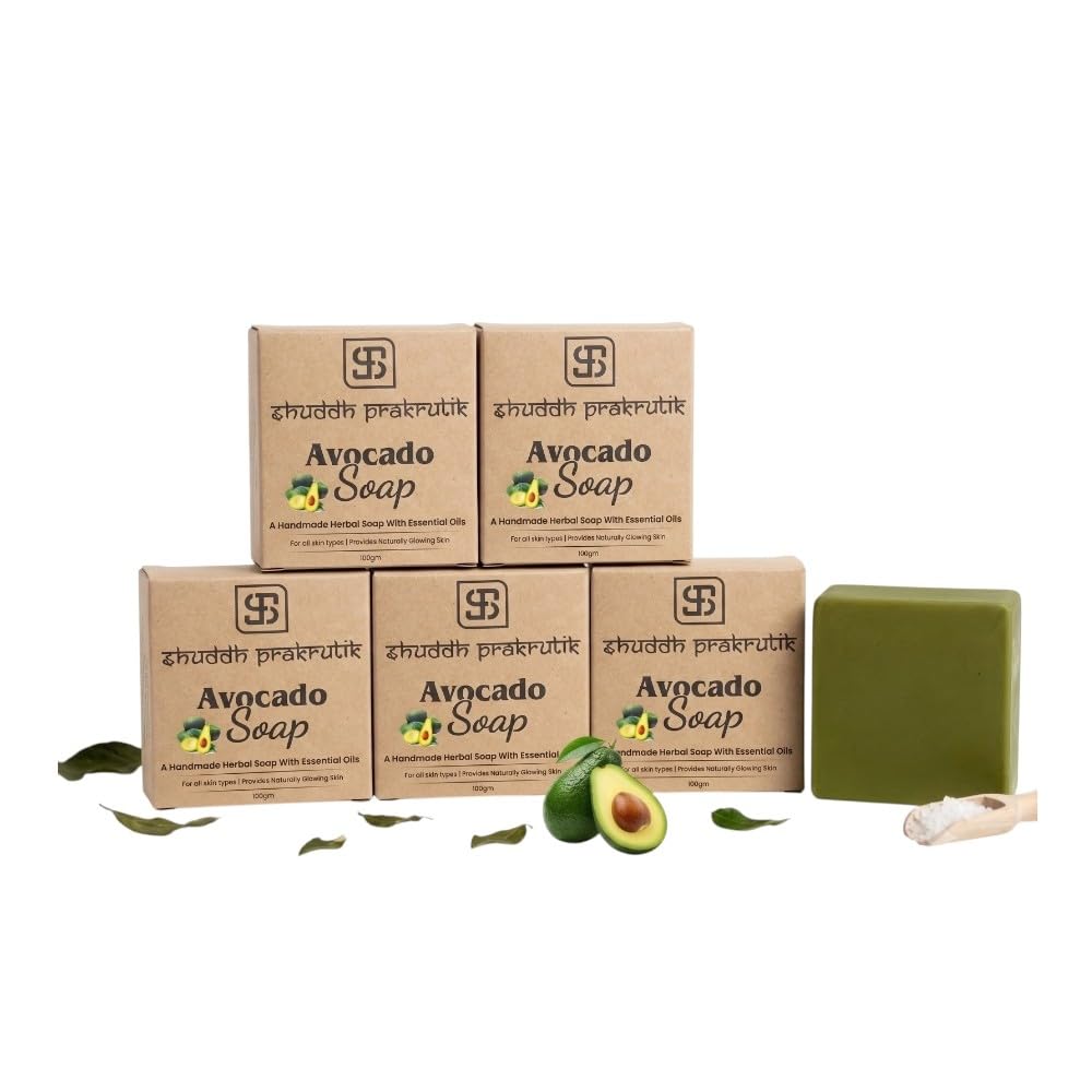 Avocado Soap, Handmade Herbal, Chemical Free, with Shea Butter, Coconut Oil, Vitamin E, 100g (PACK-5)-picture-46