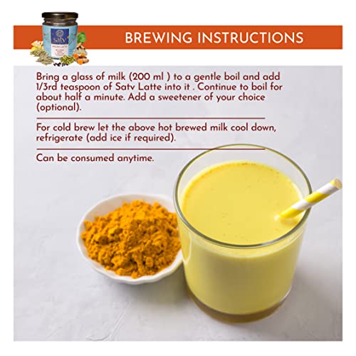 Image of Satv Source of Goodness Moon Latte Turmeric Golden Milk MixI11 HerbsIRelaxation&Calmness,Destressing,Revitalize,I Brahmi,Shankhpushpi,Rose,Ashwagandha,FennelI150 Cups