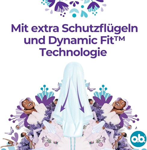 o.b. ExtraProtect Super, Tampons für starke Tage mit Dynamic Fit Technologie und extra Schutzflügeln, für ultimativen Auslaufschutz* (1 x 42 Stück)