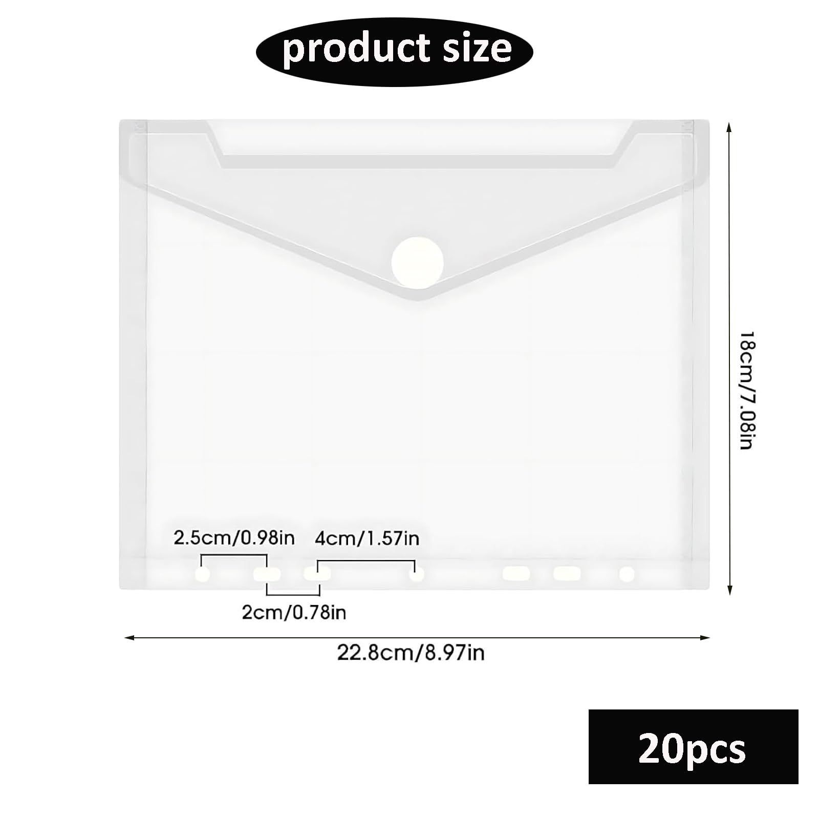 Pack 20 Carpetas Sobre Plastico A5,Carpetas Plastico Transparente,Bolsa Archivadoras Portafolios,Carpeta Archivadora Con Cierre (7 Agujeros)