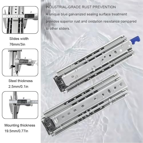 Diapositivas de cajón resistentes con bloqueo de 750 mm que evitan aperturas accidentales 4