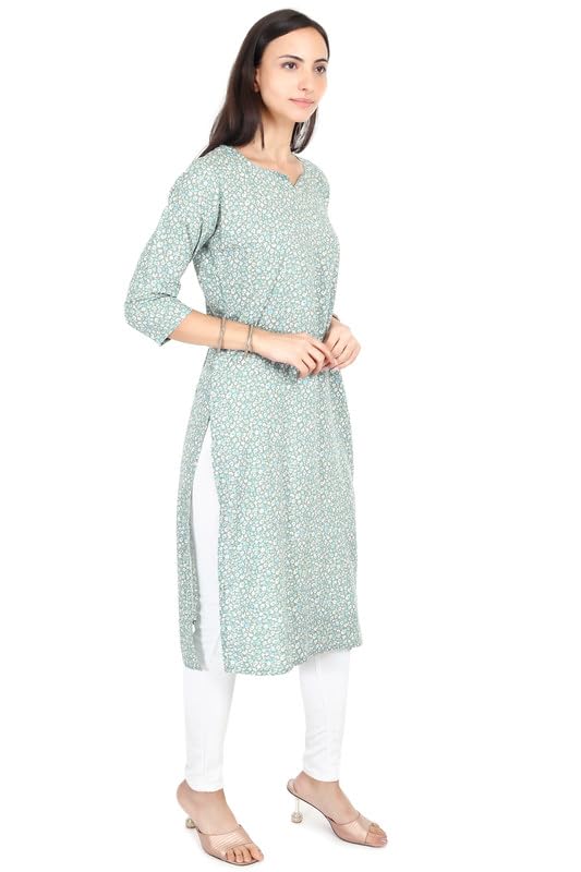 Image of Women's Rayon Kurta - Ethnic Wear Straight Kurti for Daily, Office & Festive Use