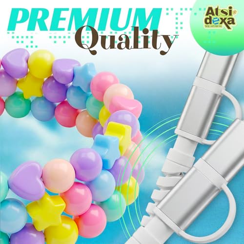 Image of 4-in-1 Beaded Charging Cable, MFi Certified, Works with CarPlay, 3.3FT 60W Fast Charger Cord for iPhone 17 /16 /15 /14 /13 /12 /11, iPad, Samsung, Android and More (Pastel Charms)