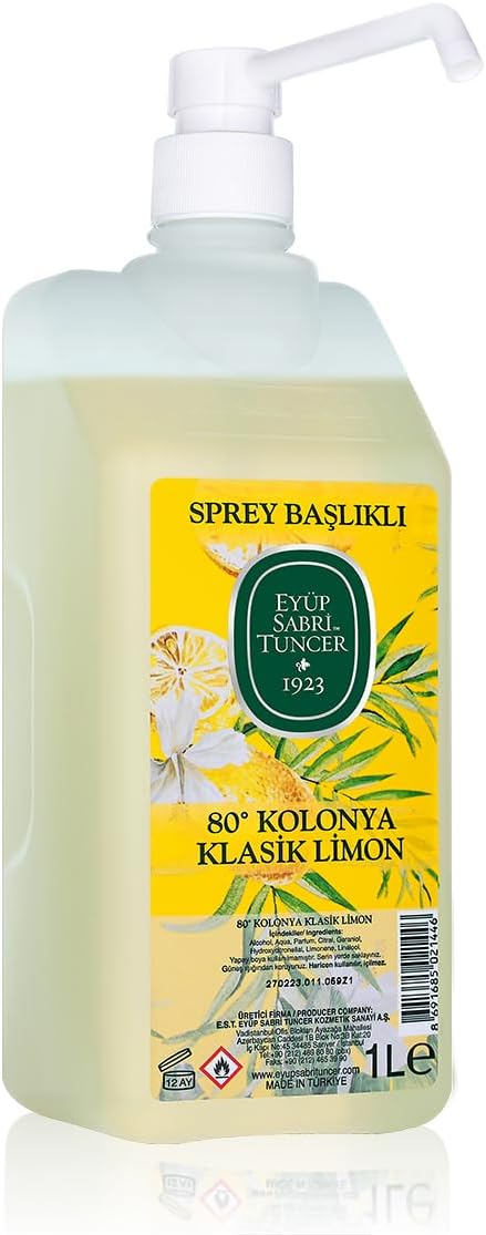 Eyüp Sabri Tuncer Sprey Başlıklı Klasik Limon Kolonyasi (1 Lt)