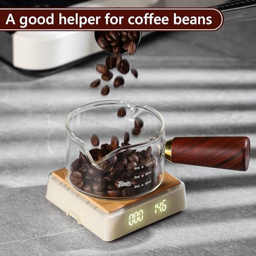 Vaso medidor espresso con mango de madera 120 ml miniatura 2