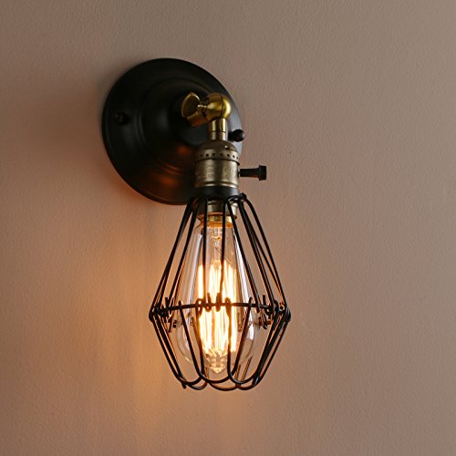 Permo Vintage Retro Antique Opening And Closing Dark Black Wire Cage Wall Light Lamp Sconce #TOP3