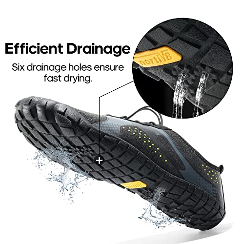 Nortiv 8 Mens Quick Dry Barefoot Aqua Shoes - Outdoor Water Shoes For Swim, Beach Sports, Fishing, Hiking, Diving, Surf, Black/Dark/Grey - 10.5 (Trekman-1) #TOP3