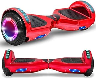 Newest Generation Electric Hoverboard Dual Motors Two Wheels Hoover Board Smart Self Balancing Scooter with Built-in Speaker LED Lights For Adults Kids Gift (Chrome Red)