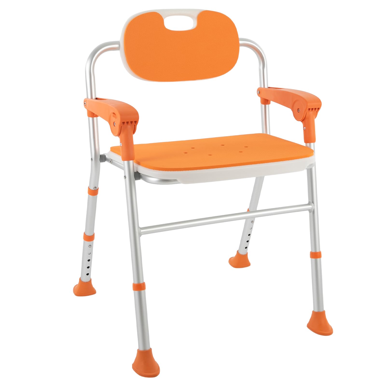 Sedia da doccia pieghevole, fino a 125 kg, 39-49 cm, regolabile in altezza, con braccioli e schienale, sedia da bagno per anziani