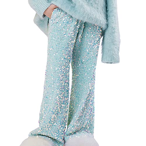 Image of WELAKEN Sequin Casual Pants for Girls with Lining Kids & Little Girl's Sparkling Trousers