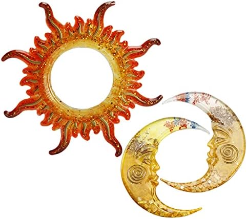ZMCHE Mirror Resin Molds, Sun and Moon Silicone Molds, Decorative Mirror Epoxy Resin Molds Crescent & Sunburst Molds for DIY Art Crafts