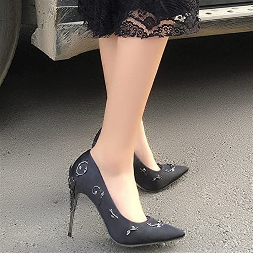 YDYCG Fashion Sexy Wedding Shoes Elegant Silk Women Pumps High Heels Rhinestone Flower Wedding Pumps Pointed Toe High Heels Shoes (Color : Black, Shoe Size : 7.5)