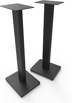 Kanto ST28 28 Universal Floor Speaker Stands for Bookshelf Speakers up to 30 lbs | Improved Sound | Hidden Cable Management | Timeless Design, | Pair | Black Steel w/Black MDF Base