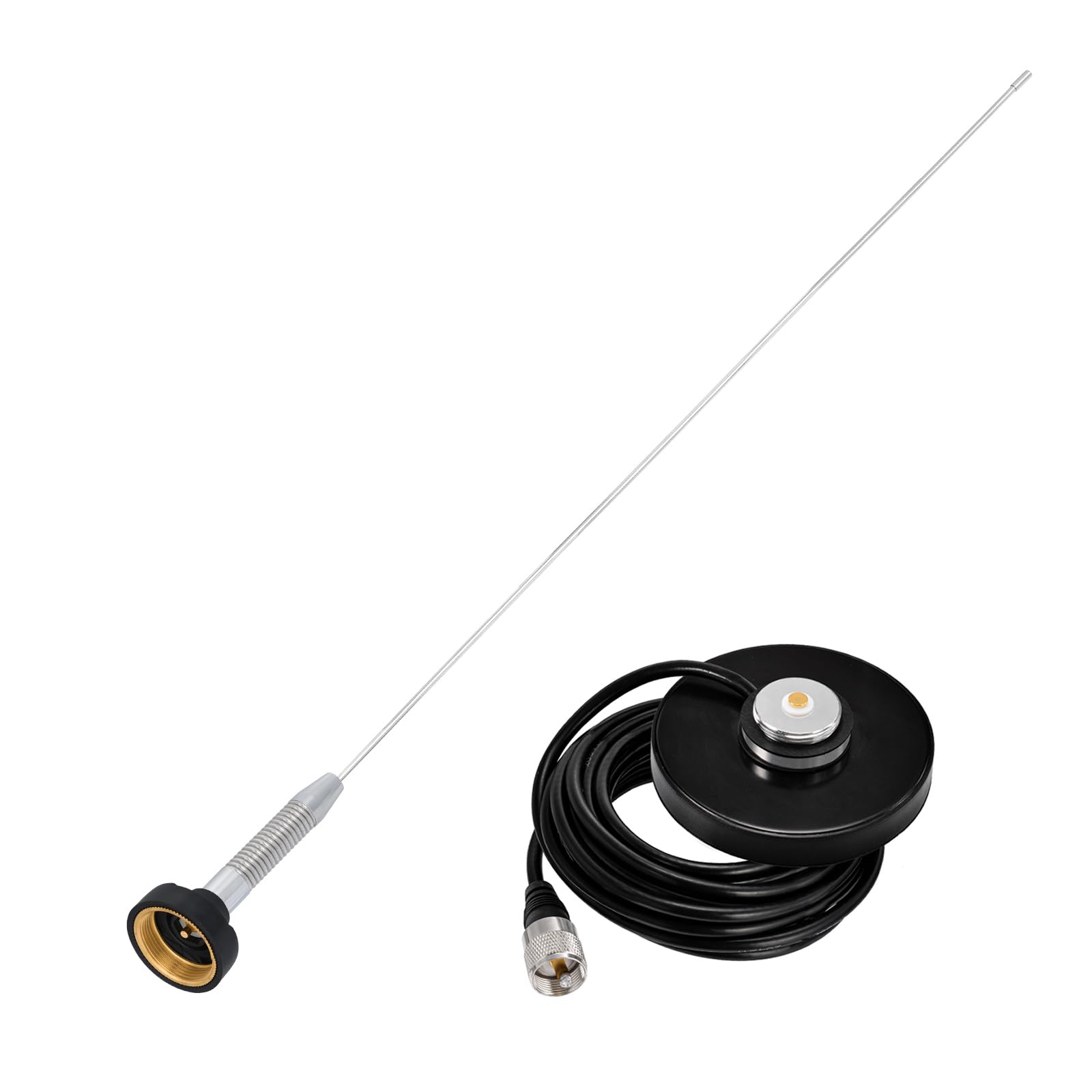 Bingfu Antenna Radio VHF UHF Veicolare 54 cm Connettore PL259 Cavo 5 m | Bibanda 136-174/400-460 MHz, Base Magnetica, per Camion Camper Radio Mobile, Dispositivo di Comunicazione Amatoriale