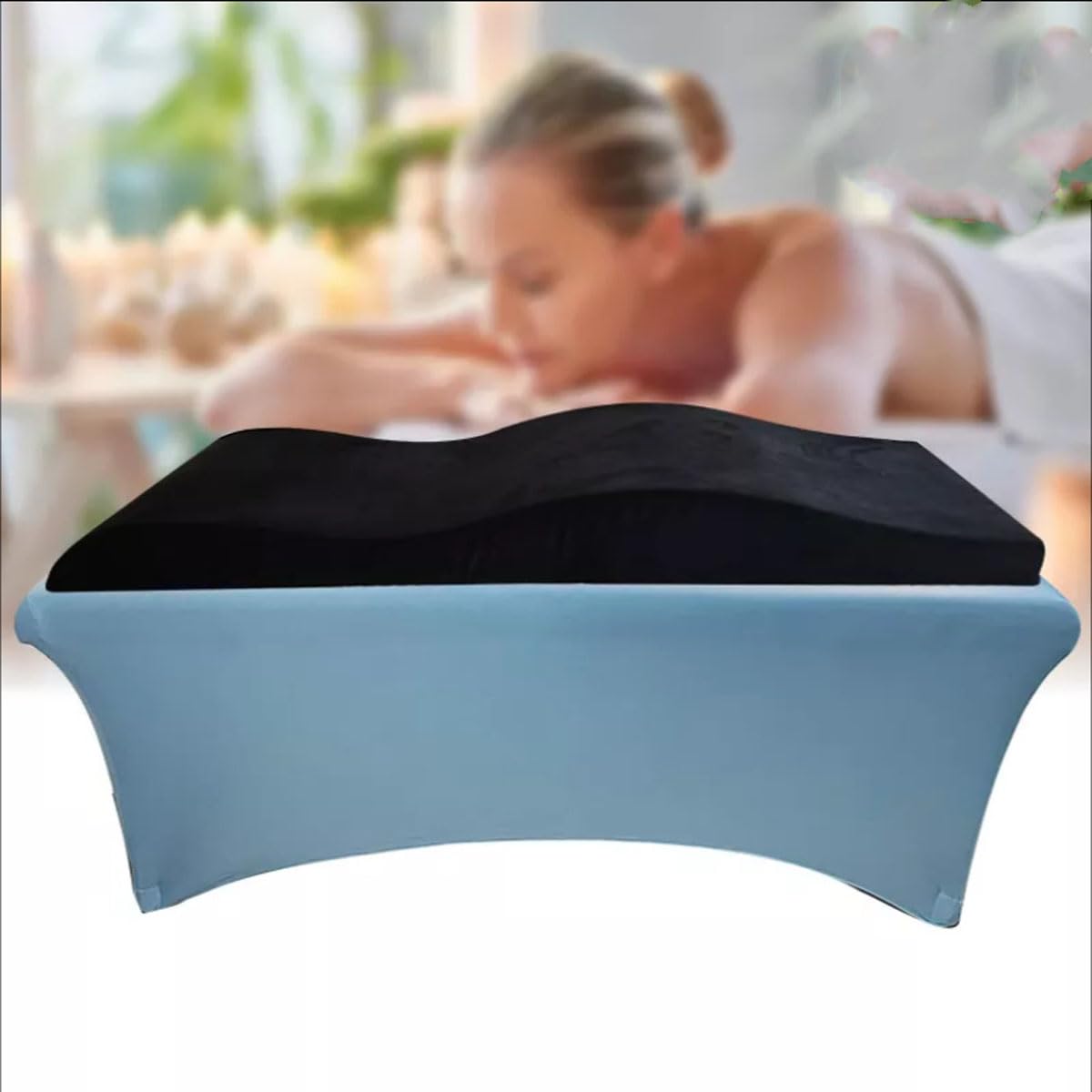 Lettino Estetista, Topper per Lettino da Massaggio, Materasso Ergonomico e Curvo per Extension Ciglia, Fodera Sfoderabile, Memory Foam, per Centri di Extension Ciglia, 180 * 70cm-Black