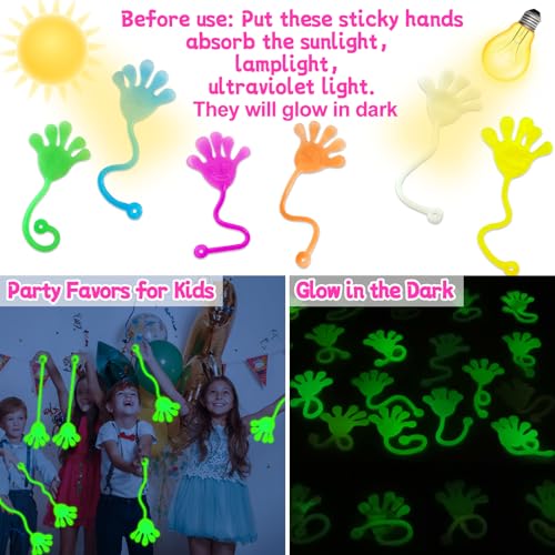 Image of 28Pack Glow in Dark Sticky Hands Toys for Kids Christmas Party Birthday Supplies Goodie Bag Fillers Pinata Stuff Classroom Prizes Stretchy Bulk Treat Trinkets Treasure Box Toys Wacky Fun Gift