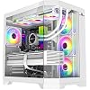 PC Gaming ATX Case Iceberg Crystal Edge Full Panoramic View Three Sides Tempered Glass Window with Seven high-Performance Fans aRGB White
