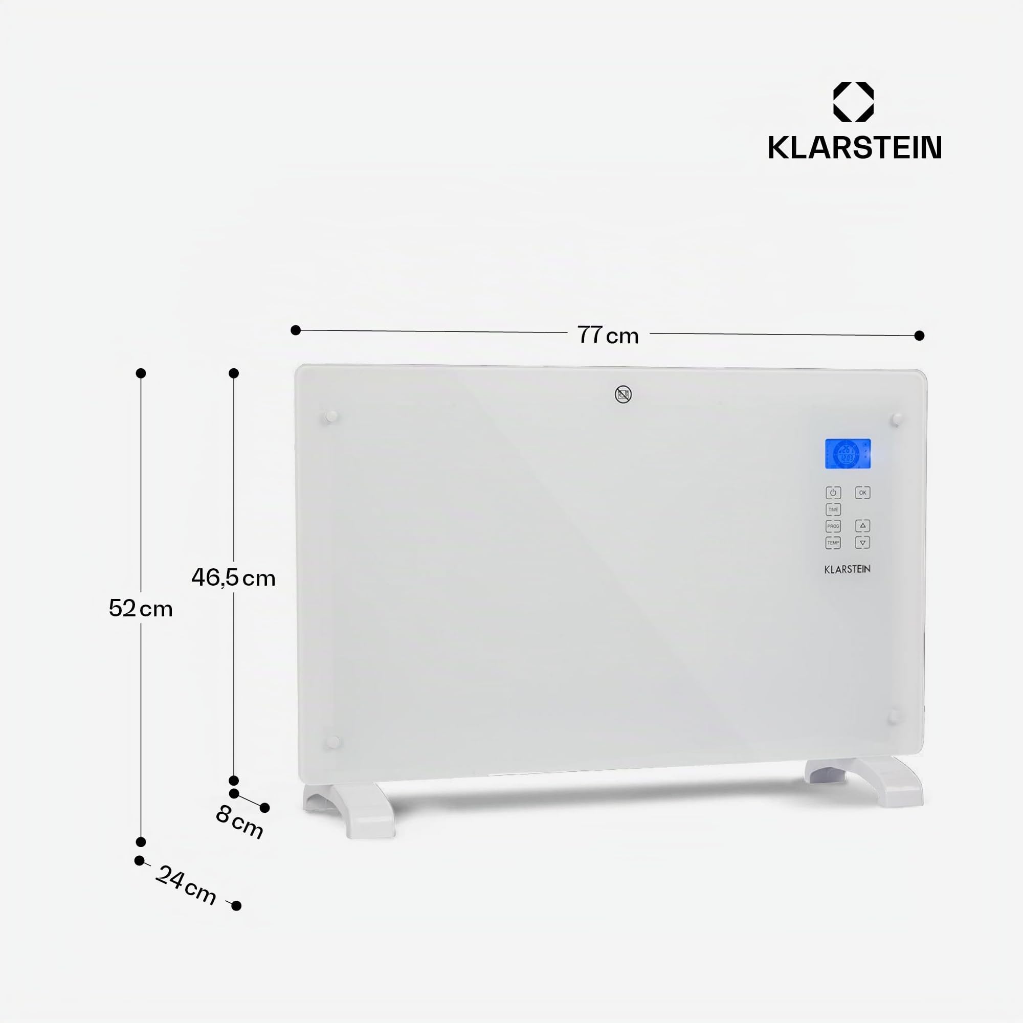 Klarstein Elektroheizung, Konvektor-Heizung mit Bodenrollen, Mobile Elektroheizung Energiesparend, Leise Heizung Elektrisch, Standgerät Heizkörper Elektrisch mit Thermostat & App-Steuerung, 2000 W
