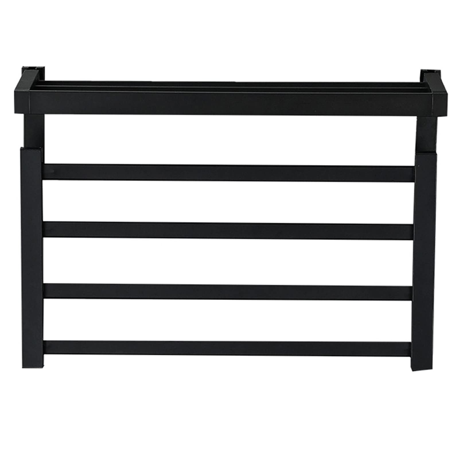 Calentador de toallas eléctrico inteligente, toallero calefactable enchufable montado en la pared de 4 barras, toallero de aluminio para espacio de baño con estante, rejilla de secado a temperatura