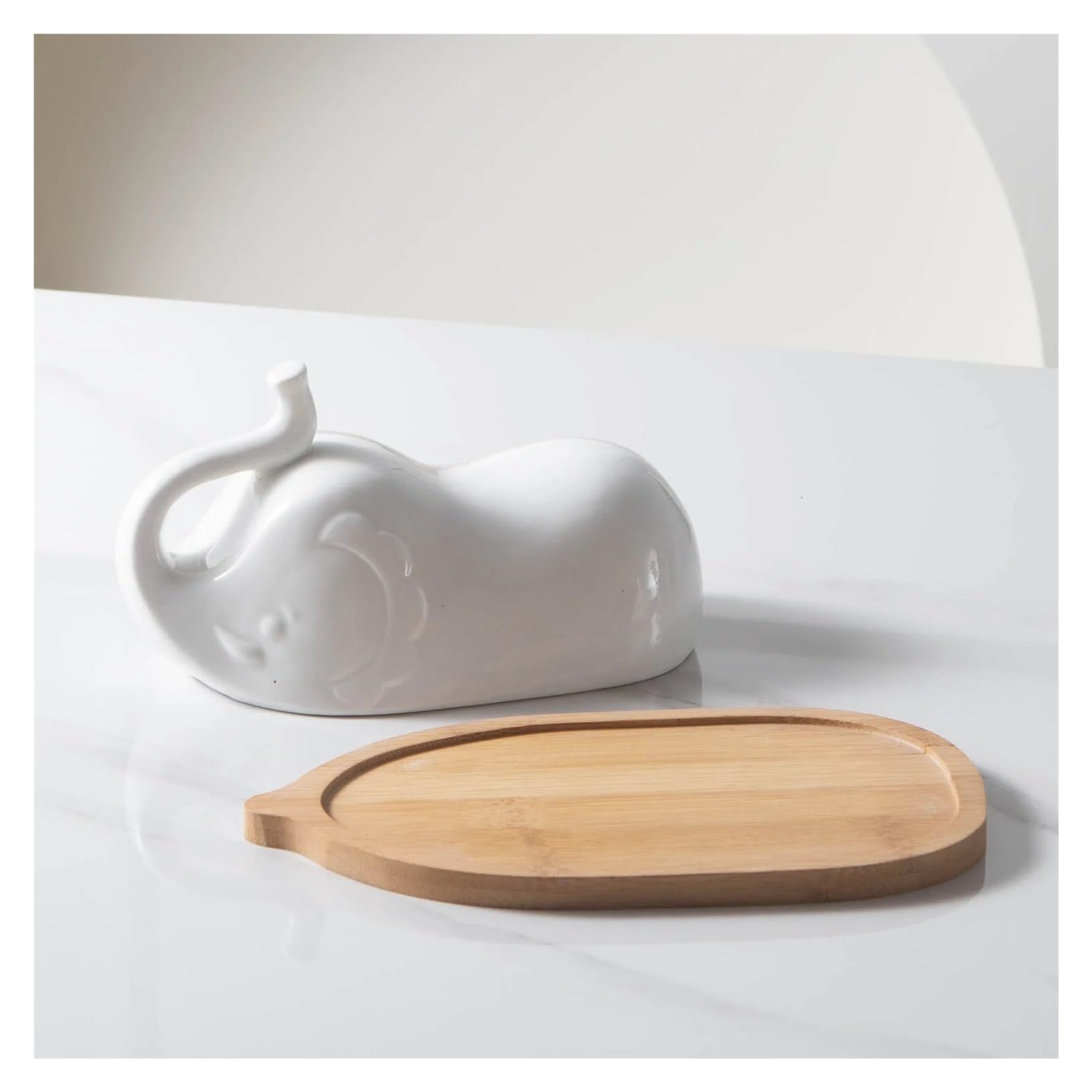 Beurrier en céramique éléphant, récipient à Beurre en Porcelaine Blanche, décoration de Cuisine for la côte est-Ouest pour la Cuisine, la Table à Manger