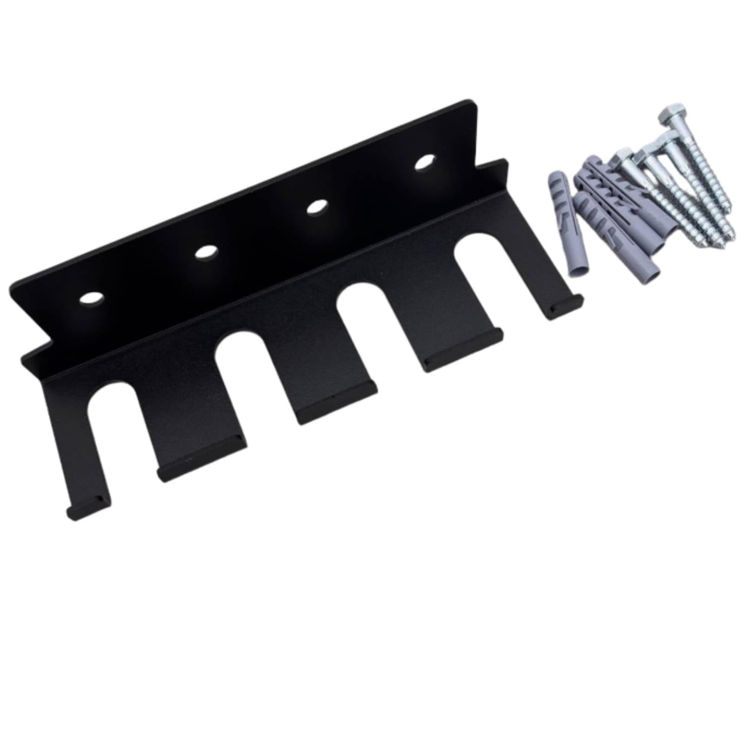 Heavy Duty Wall-Mounted Barbell Holder Matte Black Exercise Bar Holder Space-Saving Barbell Hanger with Slots Sturdy for Fitness Enthusiasts, Athletes, Home Gym, 4-Rod Hook-image-5