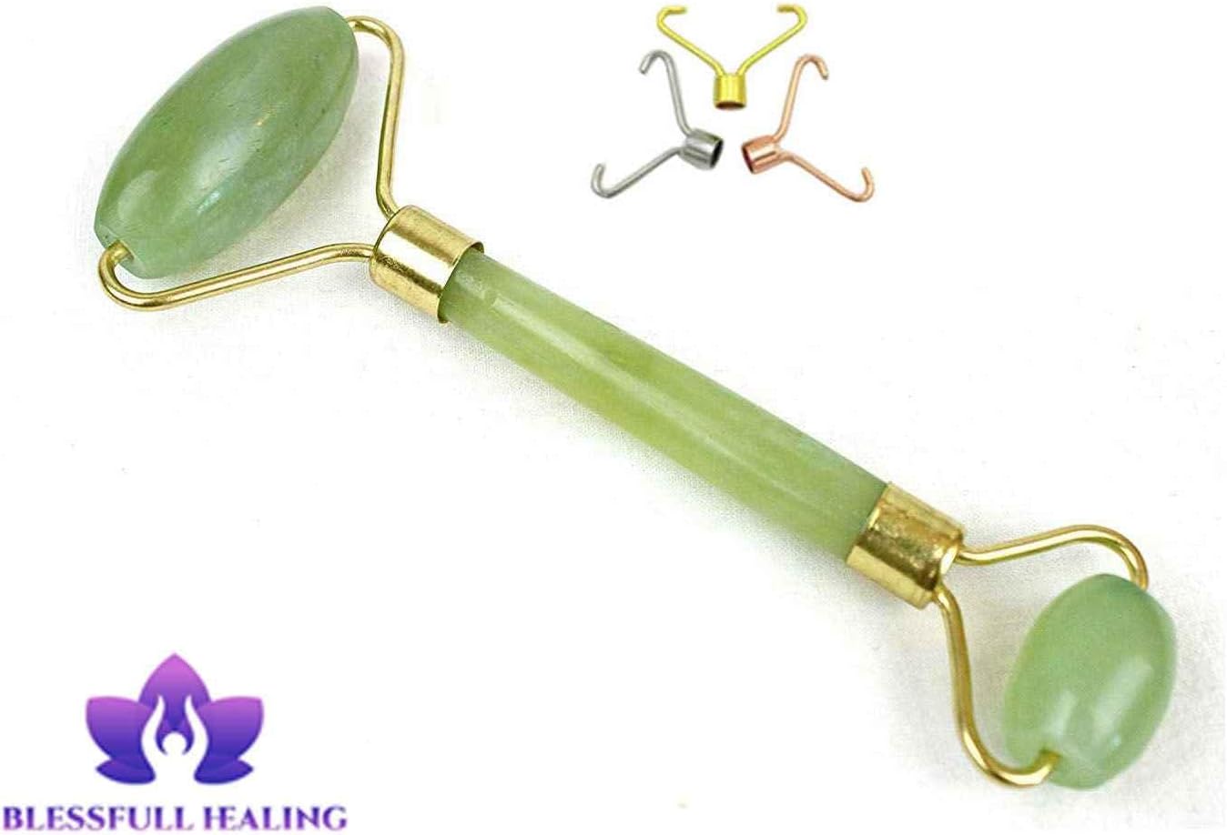 Blessfull Healing Green Jade Gua Sha SPA Jade Massage Roller Massager Eye Face Neck Facial Relaxation Slimming Tool