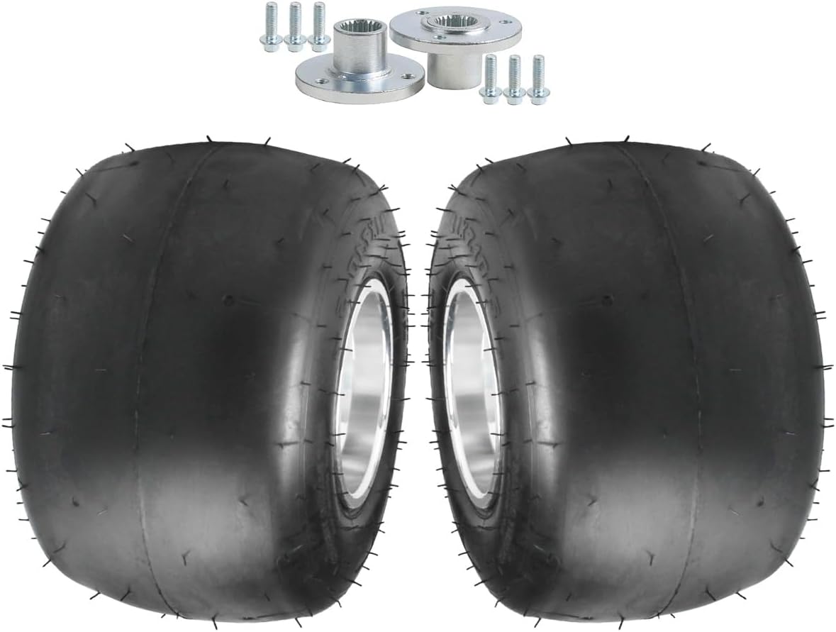 5" 11x7.10-5 Go Kart Tires and Rims, Go Cart Wheels & 3 Studs Wheel Hubs & 28 Inch Rear Axle Shaft Kit – for DIY Karting Go Cart 4 Wheelers ATV UTV Drift Trike Golf Cart Quad Buggy Lawn Mower