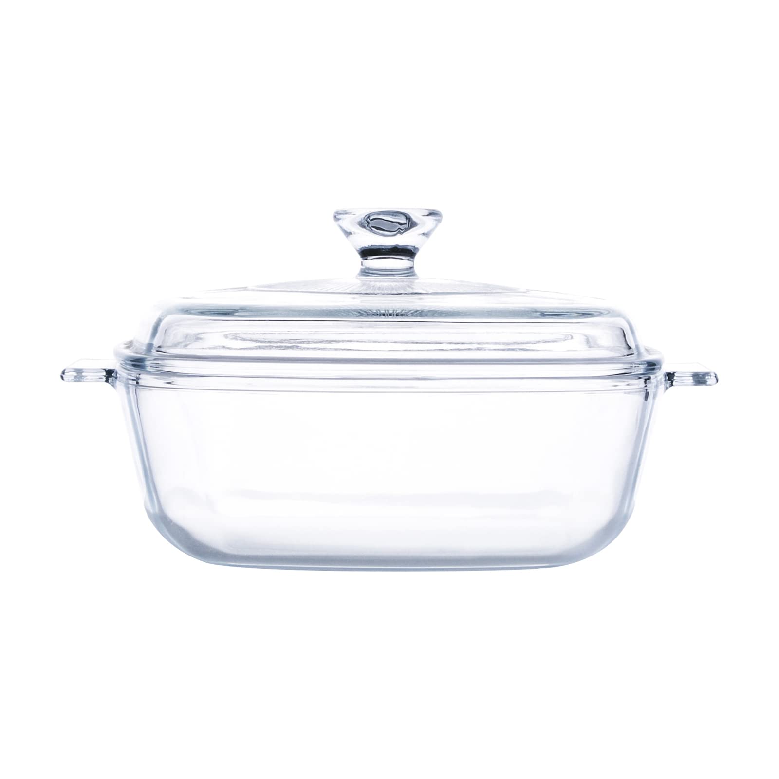 Clear Square Glass Casserole with Lid, Baking Dish with Glass Cover, Glass Casserole for Oven, Freezer and Dishwasher Safe (1.2-Quart Square)