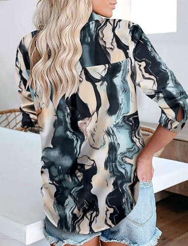 Image of Magritta Women's Shirts Fashion Casual Loose Fit Long Sleeve Button Down Lightweight Collared Blouse Tops