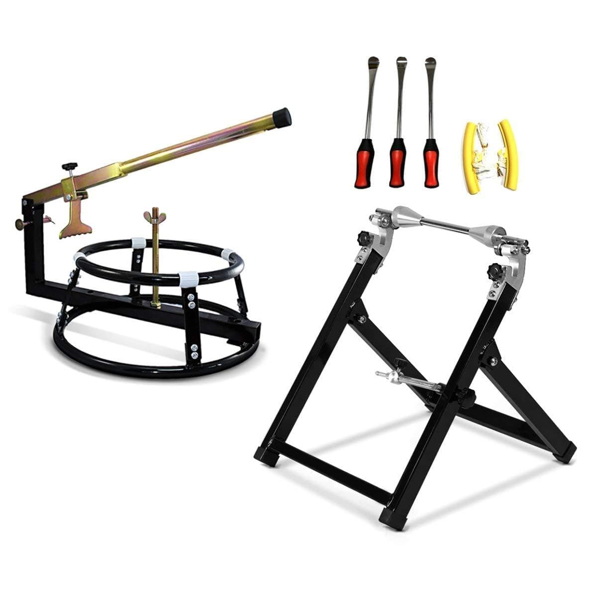 Set TC1 Destalonadora Moto/Desmontador de Ruedas con equilibradora de Ruedas + Cuchara neumaticos y Protector de Llantas