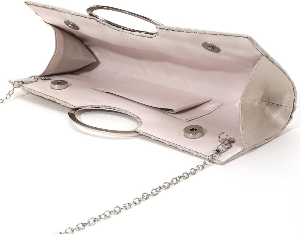 Rhinestones Decorated Satins Pleated Evening Handbag for Dinners and Gatherings
