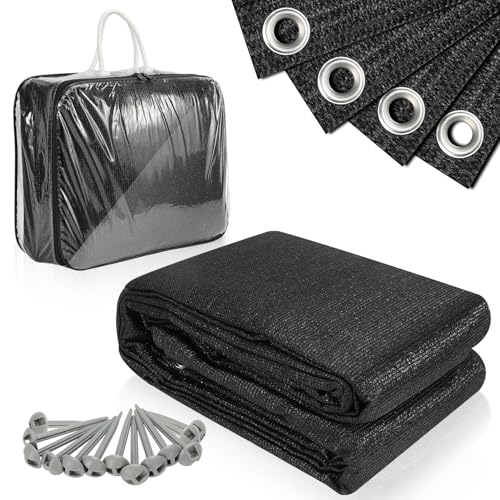 Vigevee Tapis pour auvent Respirant antidérapant Lavable avec 13 Sardines, 12 œillets et Sac de Transport, Tapis de Sol pour Camping, Camping - Noir - 250 x...