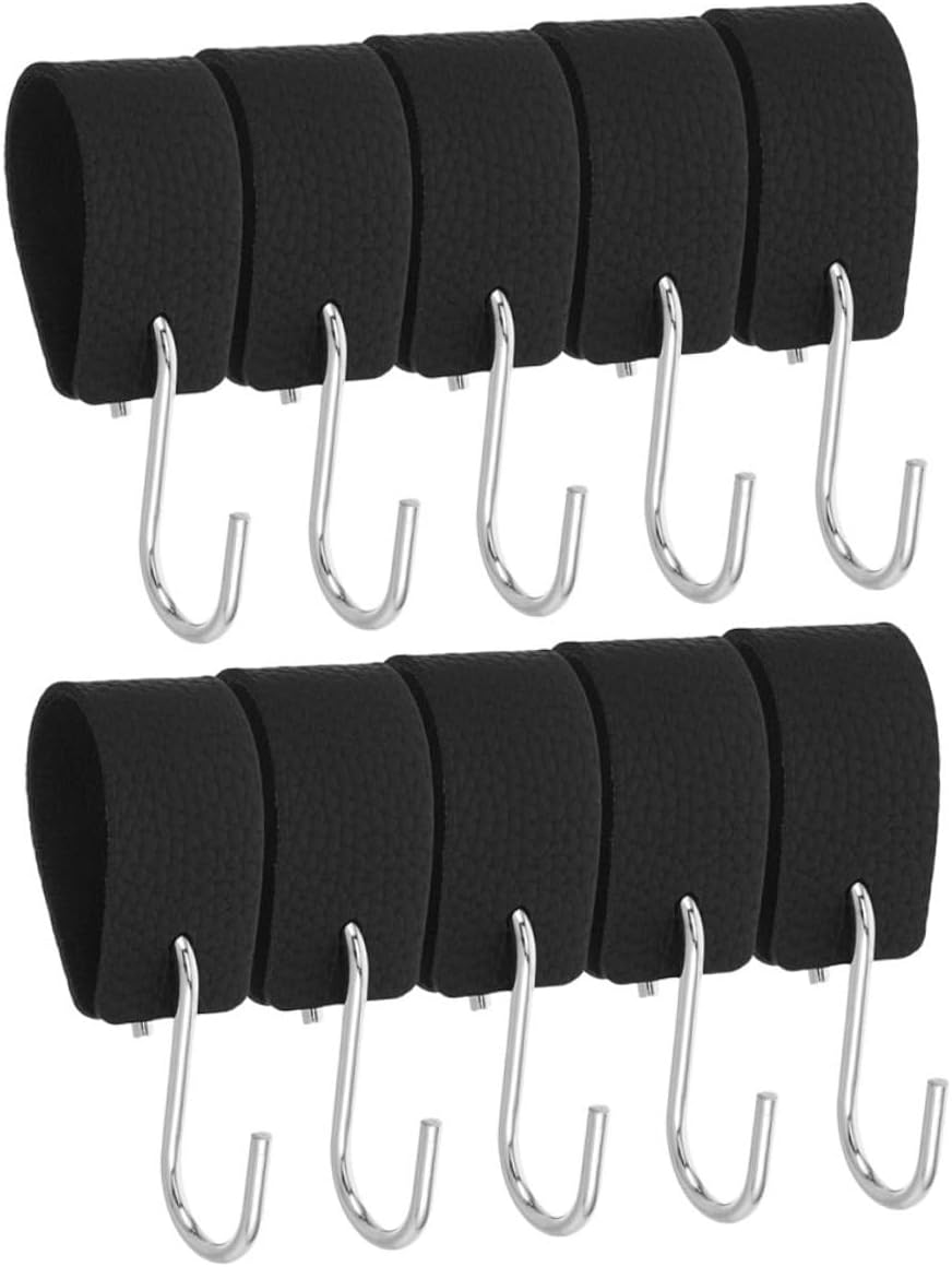 Xmas 10pcs PU Coated Black Metal S Hooks for Bags Gear