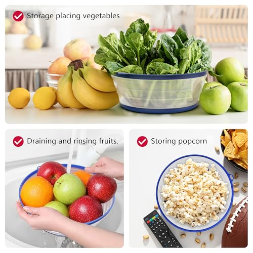 Image of WVM Microwave Splatter Cover Vented for Food with Hook Hole, Splatter Guard & Colander Kitchen Gadget for Food, Meal Prep, Blue, M(11 inchx3.26 inch)-Pack of 1