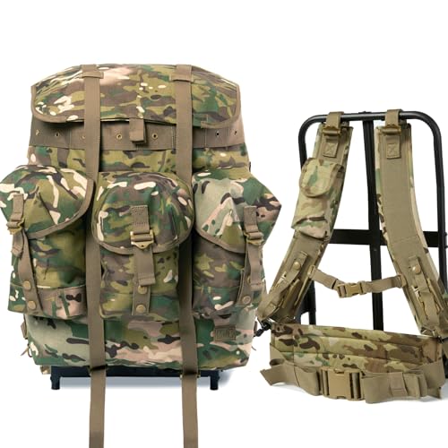 MT Military ALICE Medium Rucksack 900D ALICE Pack with External Frame Army Pack with 3 Front Pockets 50L