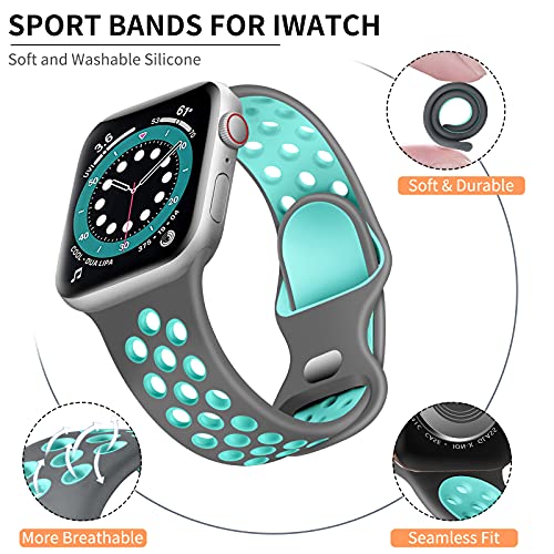 Image of Lerobo Sport Band Compatible with Apple Watch Band Ultra 49mm 45mm 44mm 42mm 41mm 40mm 38mm for Men Women,Soft Silicone Breathable Strap Sport Band for iWatch Ultra 2 SE Series 9 8 7 6 5 4 3 2 1