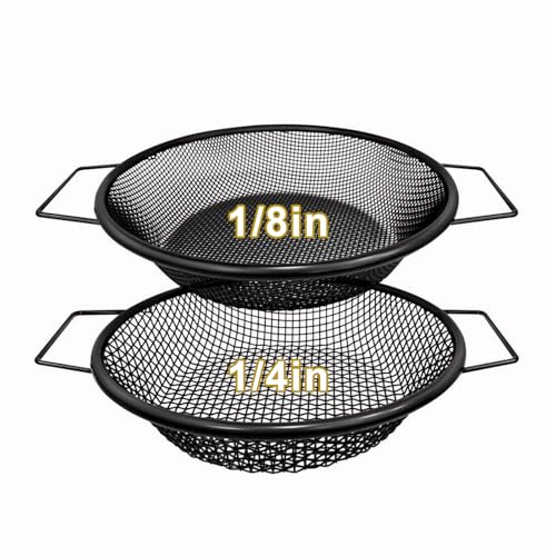 2PCS Soil Sifter for Gardening Rock Sifter for 5 Gallon Bucket Compost Sifter Dirt Sifter Captures Dirt Rocks Sawdust Black Handle Upgrade Version