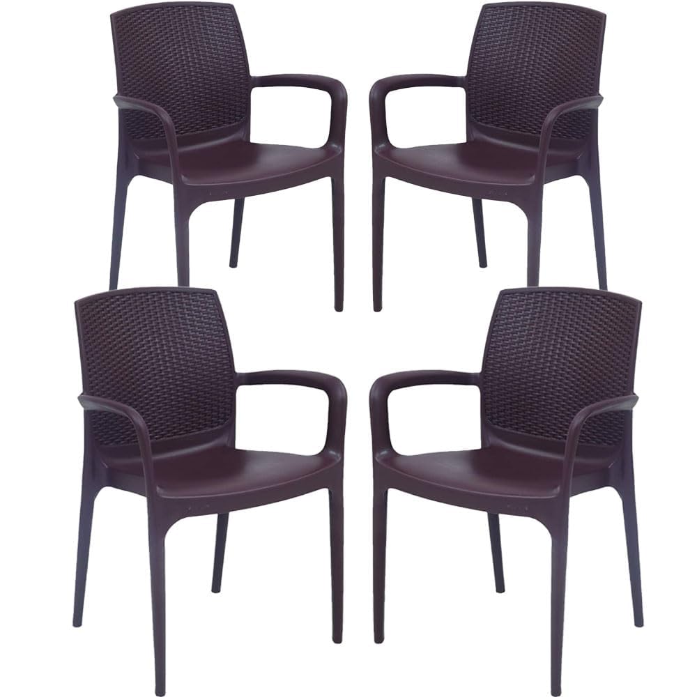 Supreme Texas Heavy Plastic Chair for Indoor/Outdoor Use (Color: Globus Brown, Set of 4)-picture-12