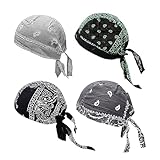 4Pieces Pirate Bandana Hat Dew Rag Cotton Headwraps Hip-hop Hat Beanie Turban Head Scarf Cycling Cap 4 ​Colors