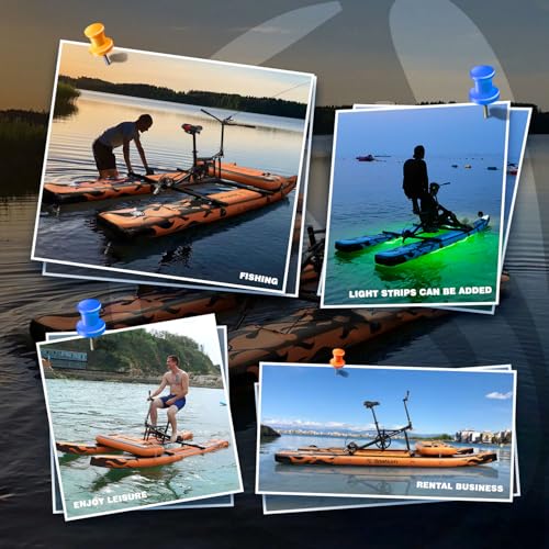 Spatium Sup Water Bike Inflatable Pedal Boat Inflatable Pedal Kayak Water Bikes for Lake Fishing Pedal Boat More Stable and Easy to Drive on Water Orange Yellow - Thumbnail 6