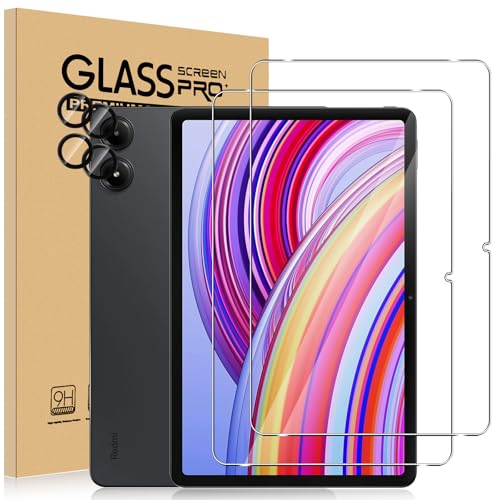 Yantree Vetro Temperato per Xiaomi Redmi Pad Pro/POCO Pad, 2 Pezzi Pellicola Protettiva + 2 Pezzi Pellicola Fotocamera, 9H Durezza, Anti Graffi, Anti-Impronte, Ultra HD Senza Bolle