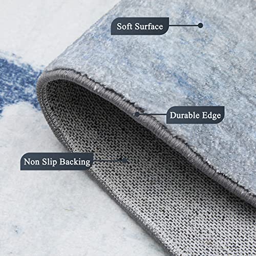 Pauwer Modern Abstract Runner Rugs for Hallways, 2x6 Non Slip Runner Rug with Rubber Backing, Vintage Distressed Area Rug for Kitchen, Washable Floor Carpet Runner for Entryway Laundry Room Bedroom