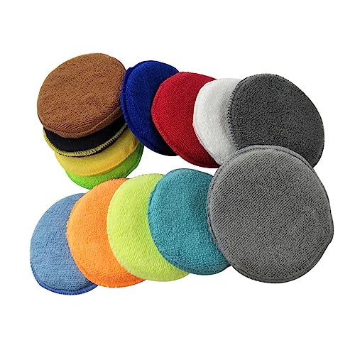 SEWOART 10pcs Microfiber Wax Applicator Pads Soft Absorbent Waxing Sponges for Cars Trucks Boats Reusable Detailing Tools for Waxes Sealants Glazes and Dressings Random Colors