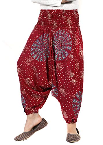 SARJANA HANDICRAFTS Kids Harem Pants Rayon Girls Boys Boho Infant Hippie Toddler Unisex Trousers (Age (3-5 Years), Maroon)