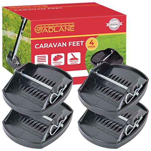 GADLANE Caravan Feet Jack Heavy Duty Caravan Steady Pads Ideal to Stabilise and Prevents the Caravan Leg Sinking Into Soft Ground (No Tools Needed) - SET OF 4 Caravan Stabiliser Pads