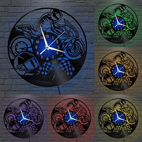 Horloge murale vinyle moto led pour embellir un mur blanc - 3