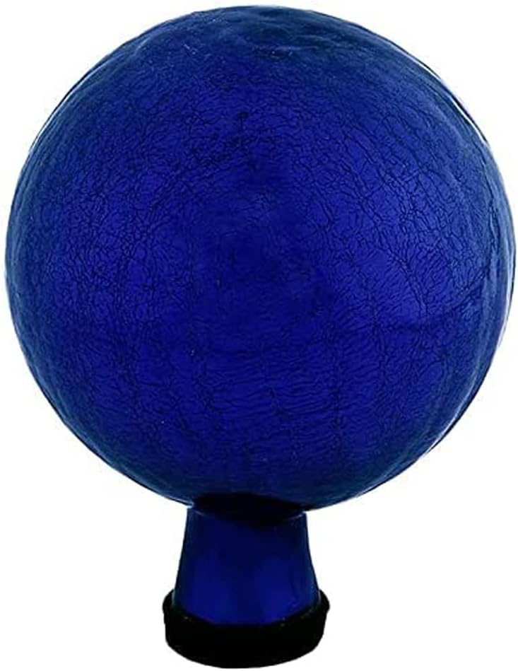 G6-BL-C,Crackle Attractive Decorative Gazing Globe Hand-Blown Glass for Home Garden Lawn Outdoor Stylish Ball Home Decor and Yard Ornament Blue 6-Inch