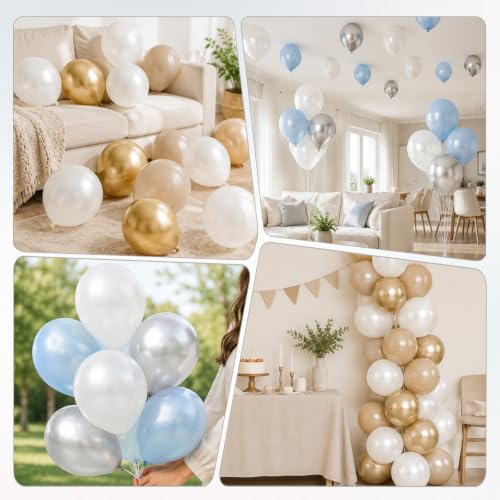 Image of Pearl White Balloons, 12 Inch Pearlescent Pearl Latex Party Balloons | White Pearl Balloons for Wedding, Bridal shower, Baby Shower, Birthday, Anniversaries, Christmas