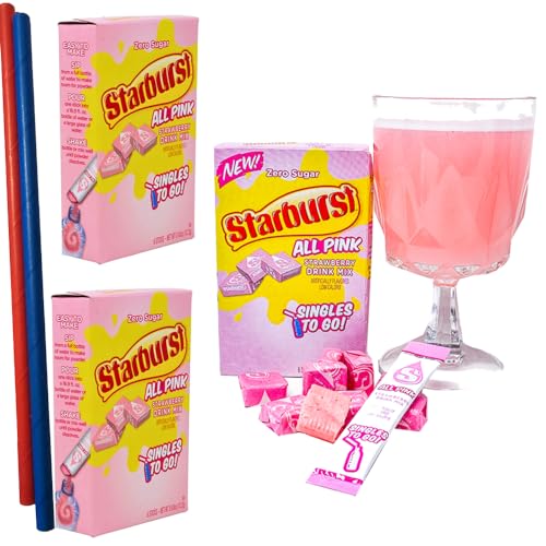 Strawberry Bliss – Starburst Singles To Go Powdered Drink Mix, All Red Strawberry, 3 Boxes with 6 Packets Each – 18 Total Servings, Sugar-Free Drink Powder, Just Add Water, 6 count (Pack of 3) Keto Burst with Flavor, Zero Guilt! Low Carb, Zero Sugar Drink Mix – Comes with 2 Paper Straws and 1 Exclusive PALiSOL CREATiONS Stickers